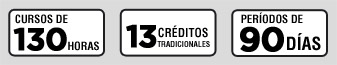 Curso de 130 horas, 12 Créditos Tradicionales, Periodos de 20 Días